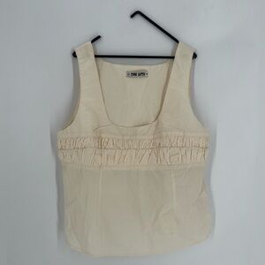 Ciao Lucia Bettina Ruched Cami Cotton Poplin Romantic Top In Cream